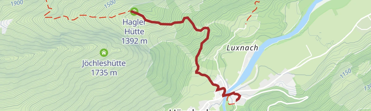 Route map: Häselgehr zur Haglertalhütte